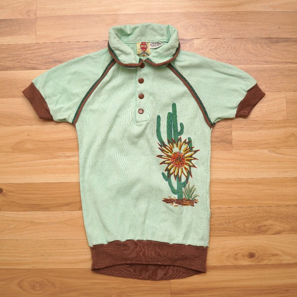70s / 1970s Play Tops by Milea Sinclair Cactus Shirt XS